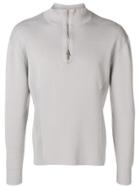 Mackintosh 0004 Off White Cotton 0004 Zip-neck Sweater - Grey