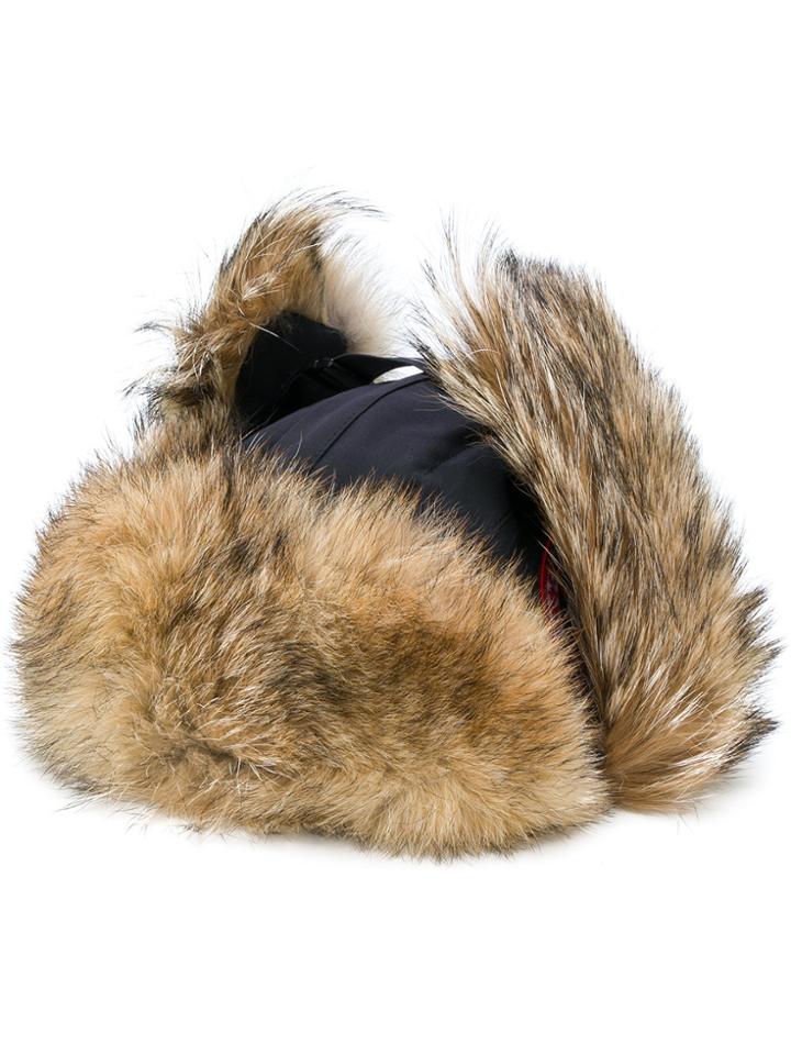 Canada Goose Coyote Fur Trim Aviator Hat - Blue