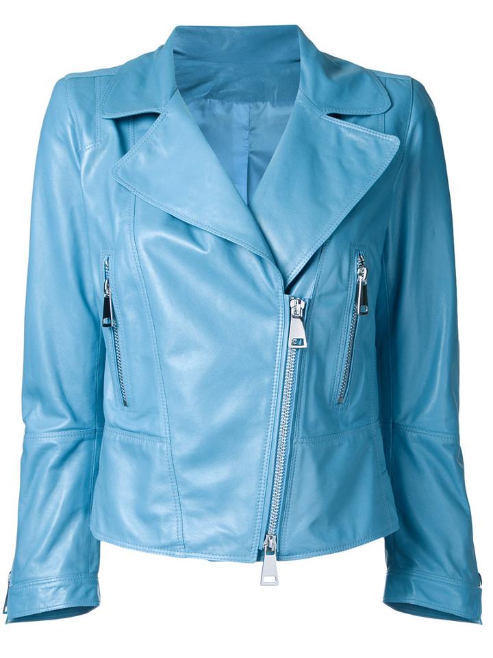 Sylvie Schimmel Zip Up Jacket, Women's, Size: 38, Blue, Nappa Leather