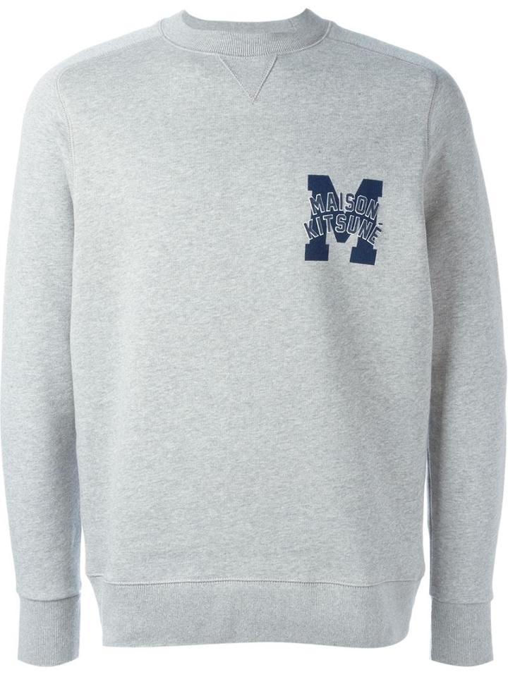 Maison Kitsuné Collegiate Logo Sweatshirt, Men's, Size: Xl, Grey, Cotton