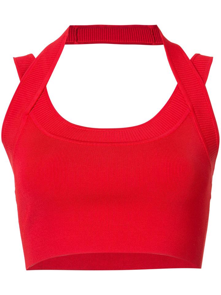 T By Alexander Wang Rib Trim Crop Top, Women's, Size: Medium, Red, Nylon/spandex/elastane/viscose