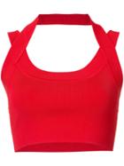 T By Alexander Wang Rib Trim Crop Top, Women's, Size: Medium, Red, Nylon/spandex/elastane/viscose