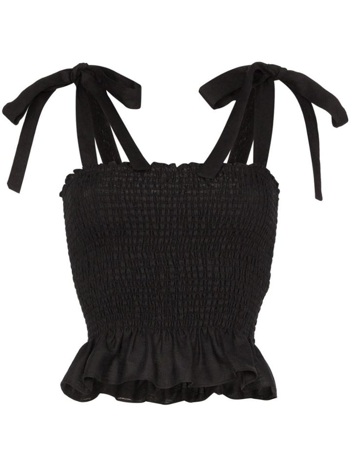 Reformation Valley Smocked Top - Black