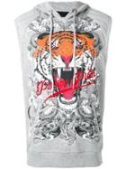 Philipp Plein Plein Tiger Sleeveless Hoodie, Men's, Size: Xl, Grey, Cotton