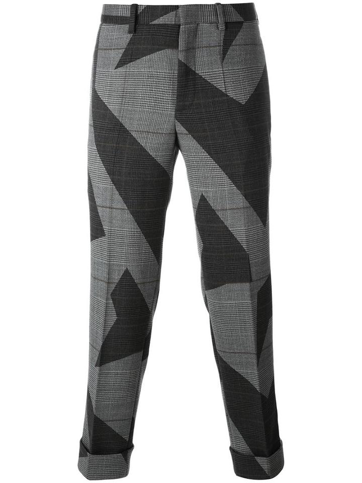 Neil Barrett Cut-up Lightning Bolt Trousers, Men's, Size: 48, Grey, Virgin Wool/spandex/elastane/viscose/cotton
