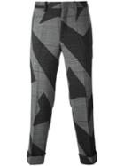 Neil Barrett Cut-up Lightning Bolt Trousers, Men's, Size: 48, Grey, Virgin Wool/spandex/elastane/viscose/cotton