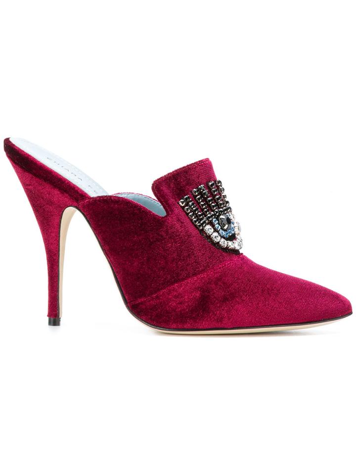 Chiara Ferragni Logomania Heeled Mules - Red
