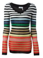 Sonia Rykiel Striped V-neck Jumper, Women's, Size: Xs, Silk/cotton