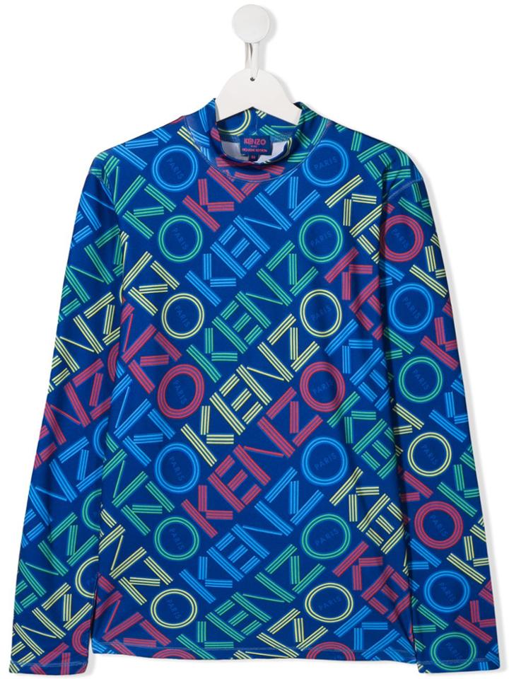 Kenzo Kids Teen Logo Print Top - Blue