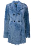 Rochas Shearling Coat, Women's, Size: 40, Blue, Lamb Fur/lamb Skin