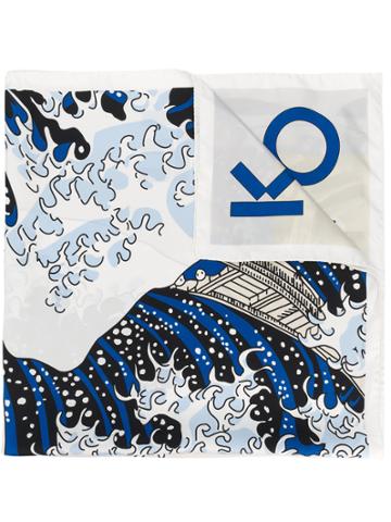 Kenzo Wave Print Scarf - White