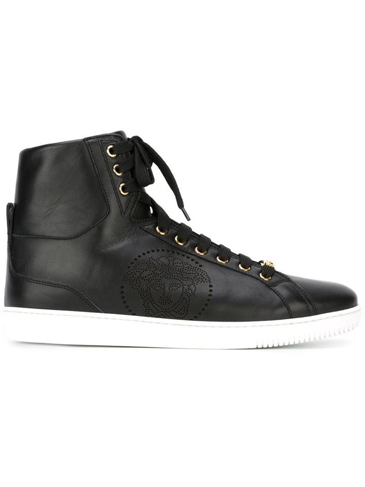Versace Medusa Hi-top Sneakers, Men's, Size: 41, Black, Leather/rubber