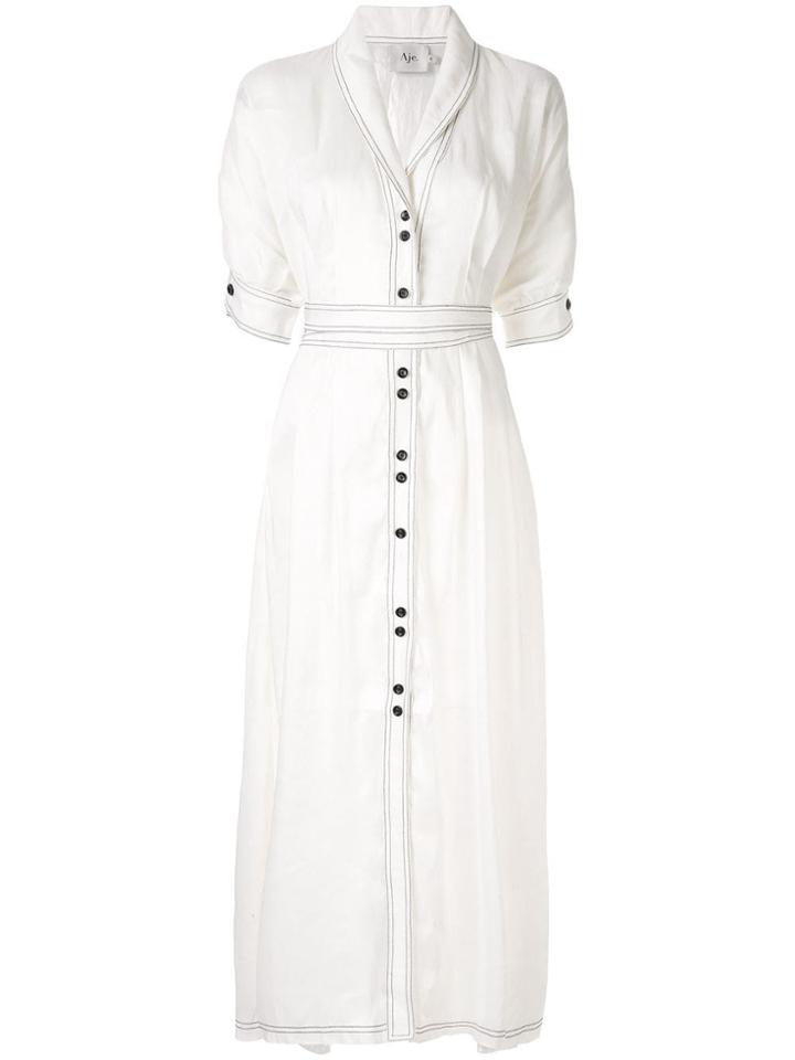 Aje Hudson Contrast Stitch Dress - White