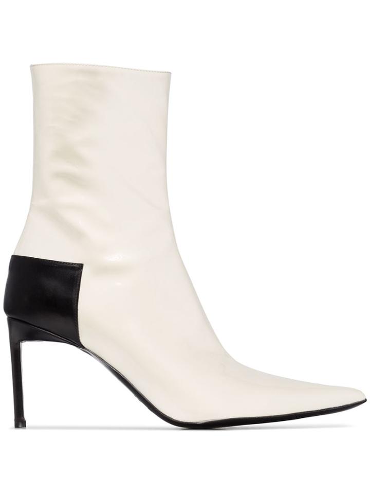 Haider Ackermann White Pointed Toe 60 Leather Boots