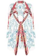 Black Coral Printed Oversized Jacket - White