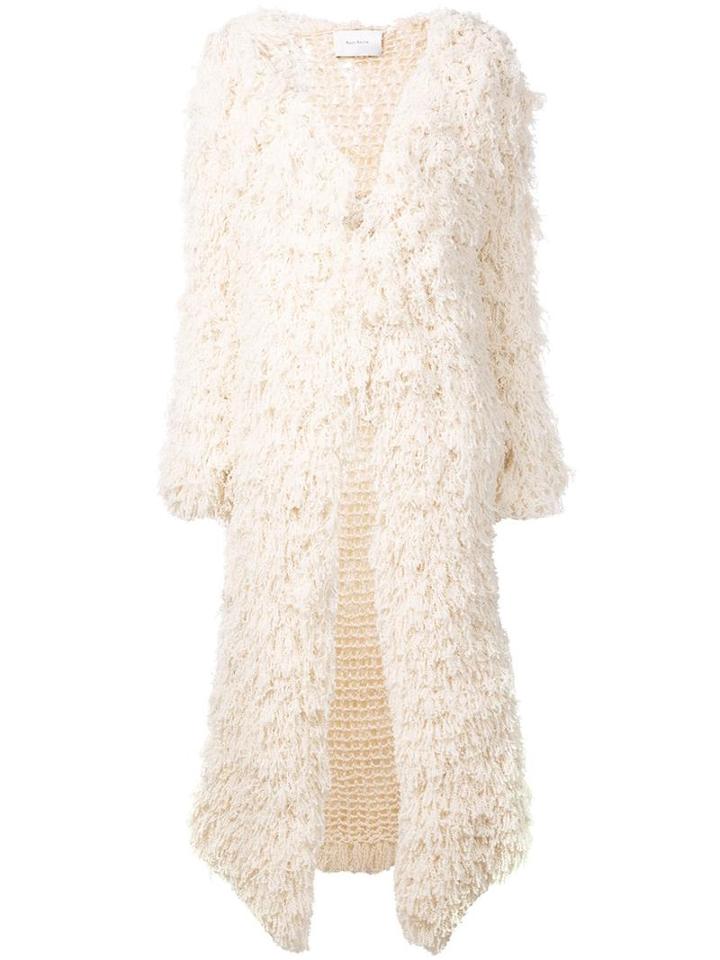 Ryan Roche Open Long Cardigan, Women's, Size: Small, White, Cashmere