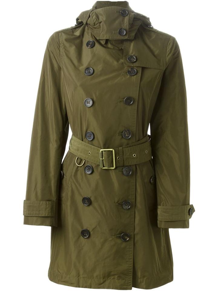 Burberry Brit Belted Trench Coat, Women's, Size: 6, Green, Polyester