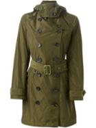 Burberry Brit Belted Trench Coat, Women's, Size: 6, Green, Polyester