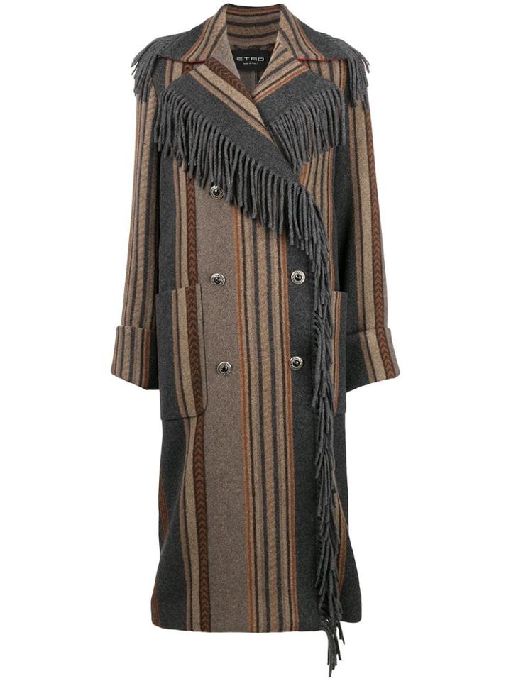 Etro Fringed Coat - Grey