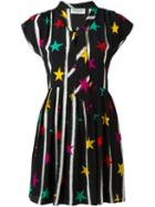 Saint Laurent Babydoll Lavaliere Star Dress, Women's, Size: 36, Black, Silk
