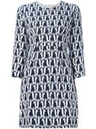 Peter Jensen Rabbit Print Shift Dress - Blue