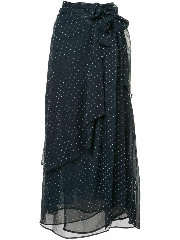 Alexa Chung Dotted Midi Skirt - Blue