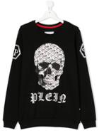 Philipp Plein Junior Teen Logo Skull Print Sweatshirt - Black