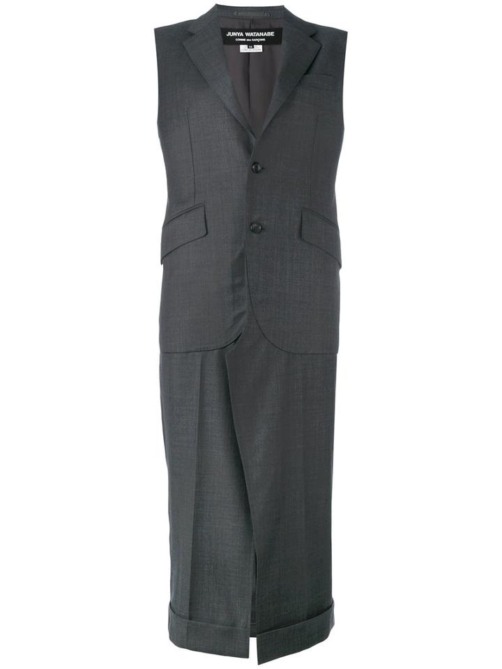 Junya Watanabe Comme Des Garçons - Long Tunic Waistcoat - Women - Cupro/wool - S, Grey, Cupro/wool
