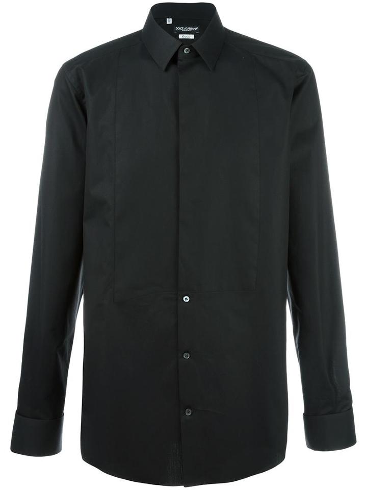 Dolce & Gabbana Bib Shirt, Men's, Size: 42, Black, Cotton