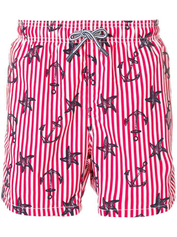 Mc2 Saint Barth Anchor Print Swim Shorts - Red