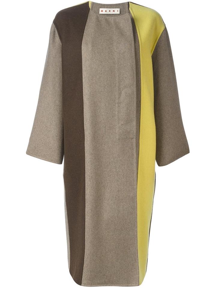 Marni Colour Block Coat, Women's, Size: 42, Brown, Polyamide/virgin Wool