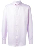Canali Plain Shirt, Men's, Size: 42, Pink/purple, Cotton/linen/flax