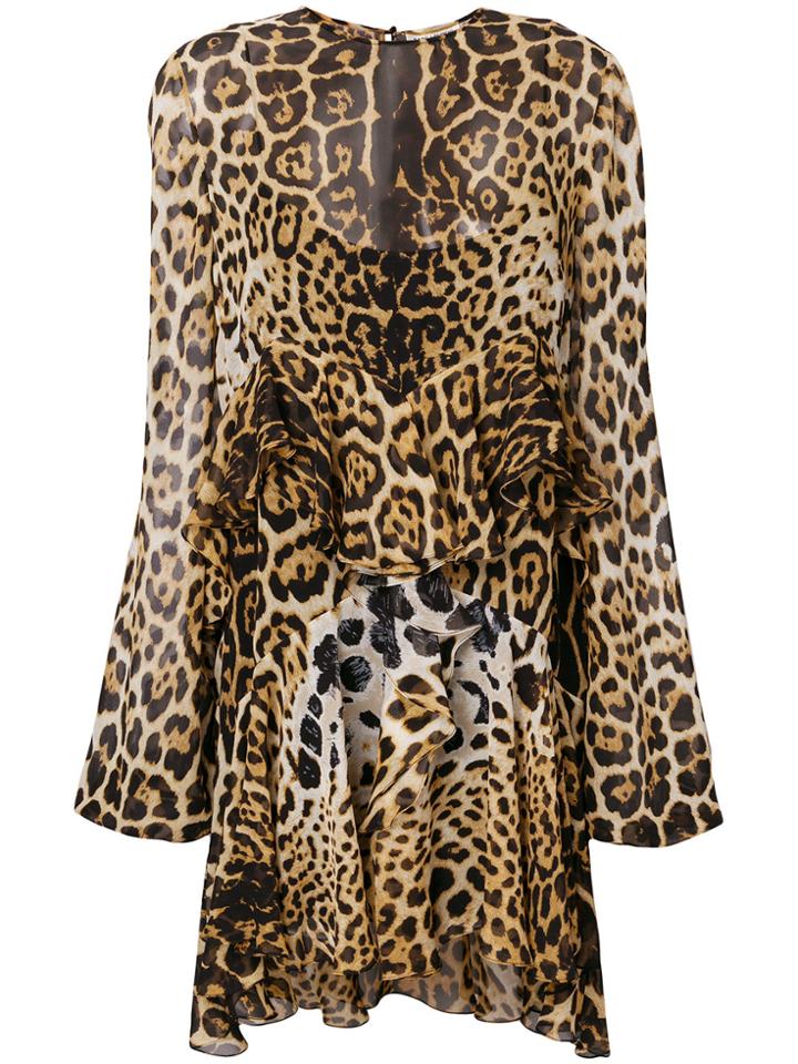 Saint Laurent Leopard Print Shift Dress - Black