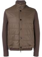 Loro Piana Ribbed Sleeve Jacket, Men's, Size: Xl, Brown, Cotton/lamb Skin/cashmere