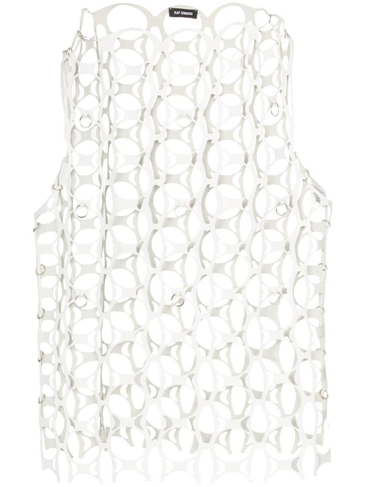 Raf Simons Leather Cut Out Tank Top - White