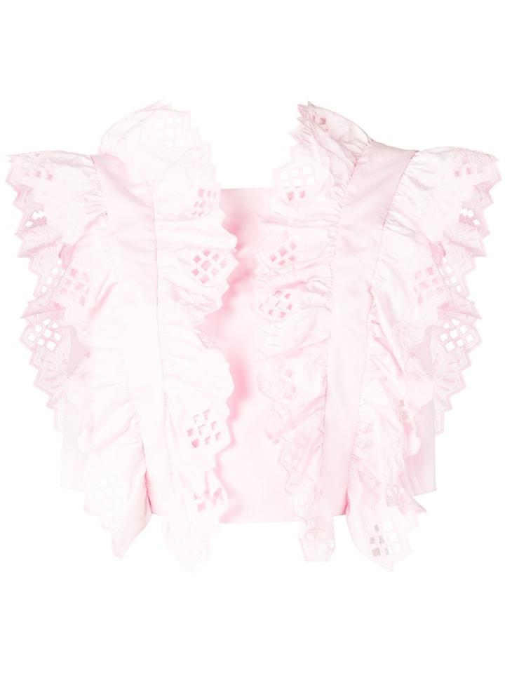 Alberta Ferretti Ruffled Sleeveless Shirt - Pink