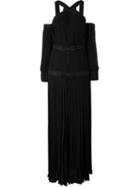 Alessandra Rich Pleated Bow Evening Dress, Women's, Size: 44, Black, Silk/polyester