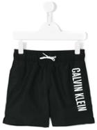 Calvin Klein Kids - Printed Swim Shorts - Kids - Polyester - 12 Yrs, Black