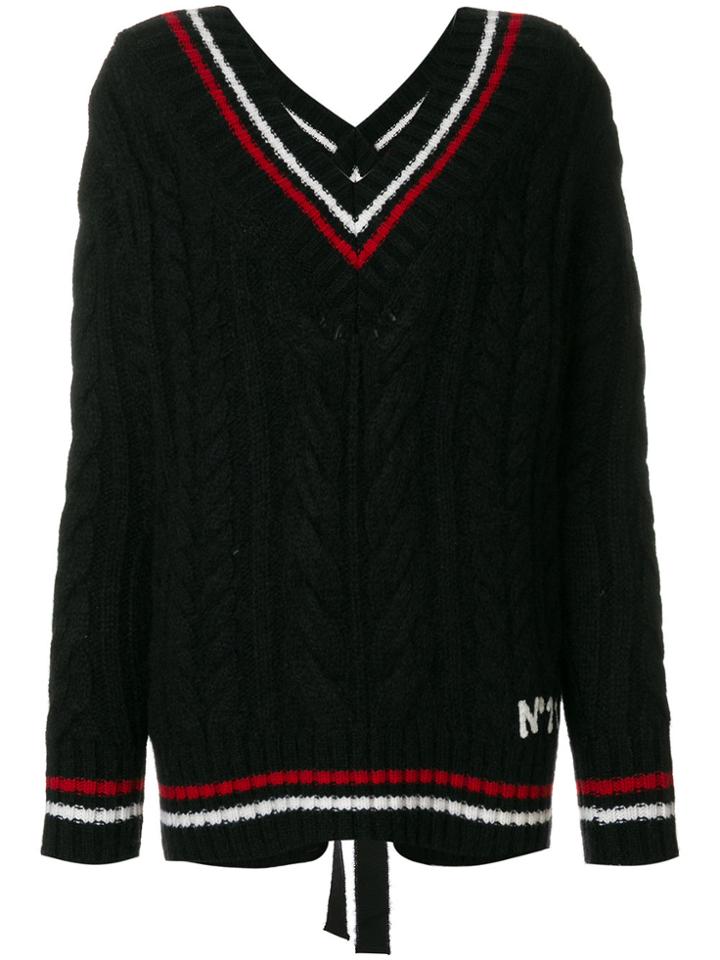 No21 Stripe Trim Jumper - Black