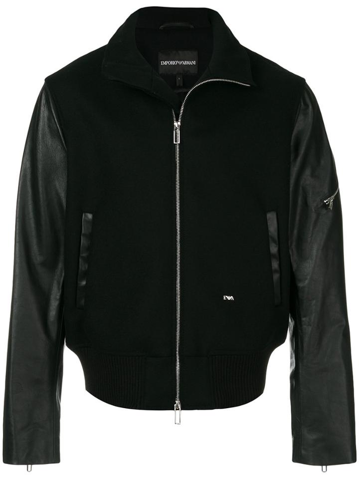 Emporio Armani Panelled Bomber Jacket - Black