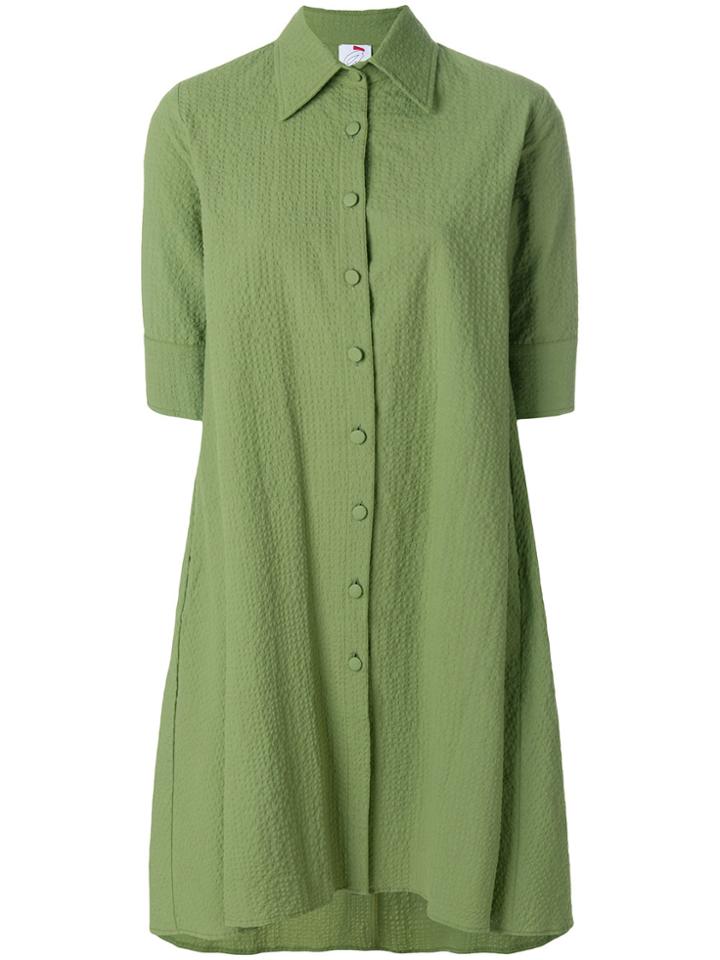 Ultràchic Cropped Sleeves Shirt Dress - Green