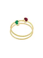 Wouters & Hendrix Gold Emerald & Ruby Set Of Rings - Metallic