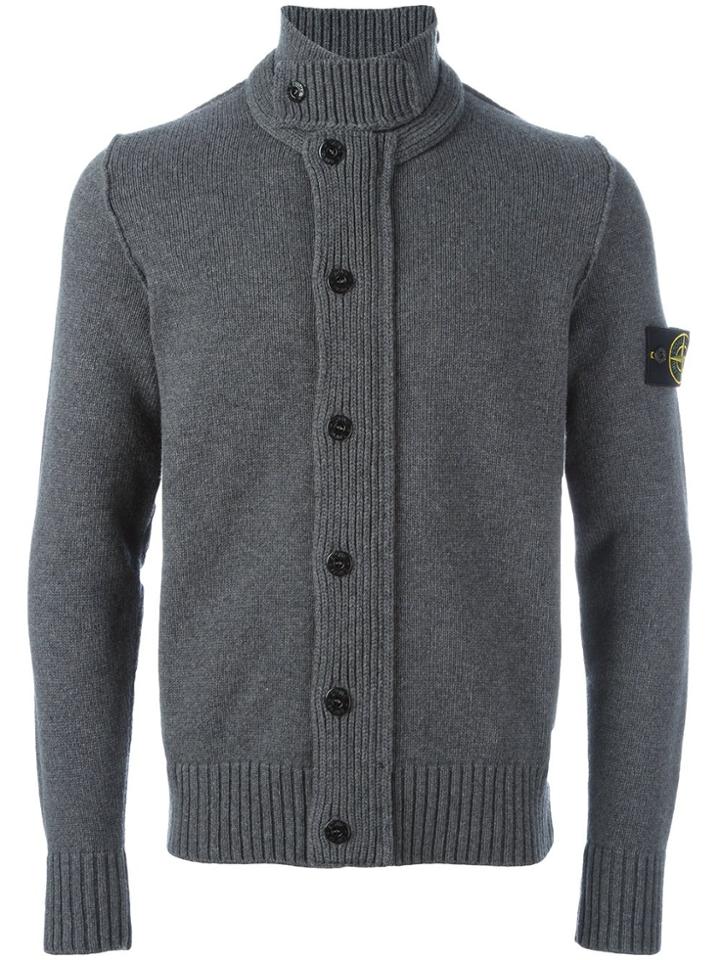 Stone Island Band Collar Cardigan - Grey