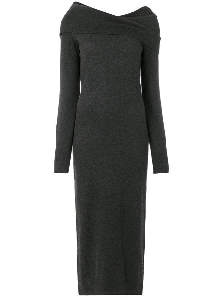 Theory Off-shoulder Knitted Dress - Grey