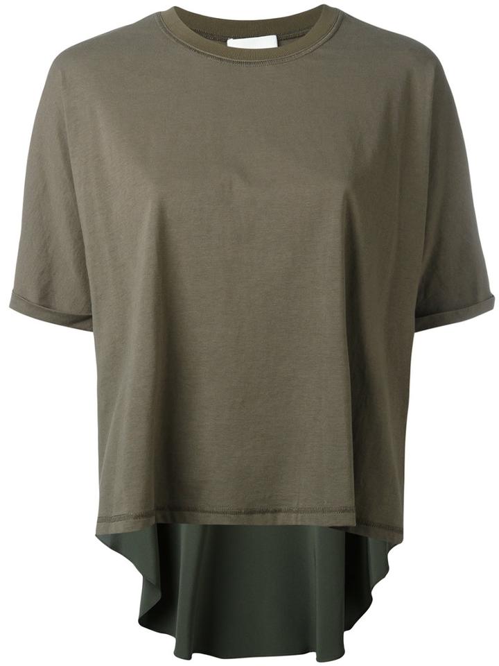 3.1 Phillip Lim Short-sleeved Top, Women's, Size: Medium, Green, Silk/cotton/viscose/spandex/elastane