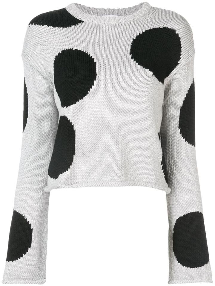 Derek Lam 10 Crosby Cropped Polka Dot Sweater - Grey