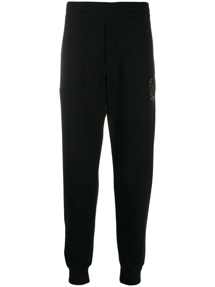 Alexander Mcqueen Beaded Skull Embroidery Track Pants - Black
