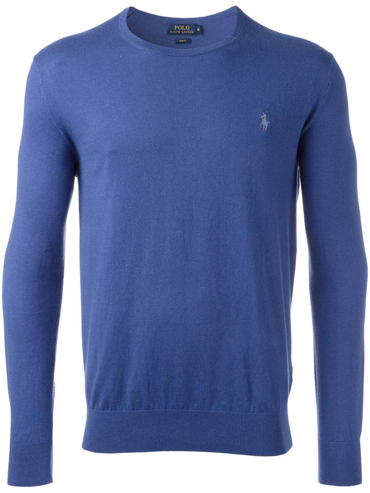 Polo Ralph Lauren Logo Patch Jumper, Men's, Size: Small, Blue, Cotton/cashmere