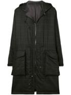Barena Checked Hooded Parka - Grey