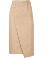 Astraet Wrap Pencil Skirt - Brown